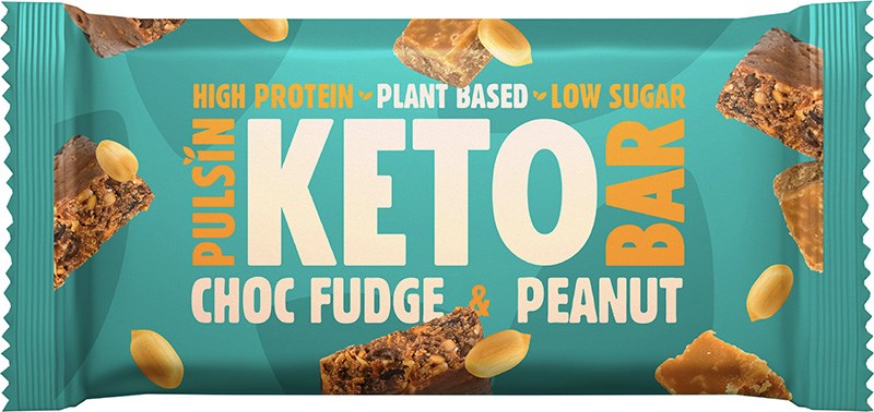 Pulsin Keto Bar Choc Fudge & Peanut - Proteiinipatukka Suklaafudge ja Maapähkinä 50 g