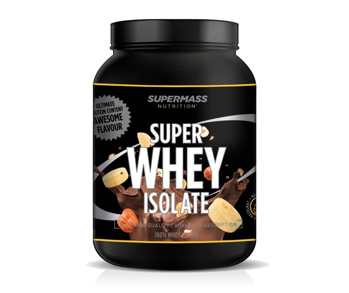Supermass Nutrition Super Whey Isolate Banaani Hasselpähkinä 1300 g - Sinunapteekki.fi