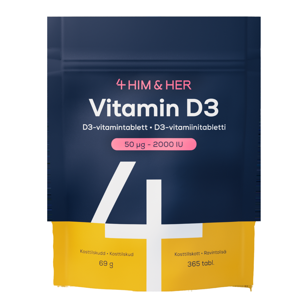 4HIM & 4HER Vitamin D3 50 µg 2000 IU - D3-vitamiinitabletti 365 tabl.