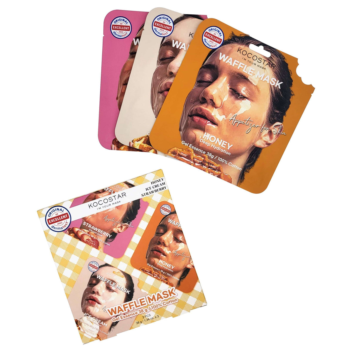 Kocostar Waffle Mask Kit - 3 kangasnaamiota - erä