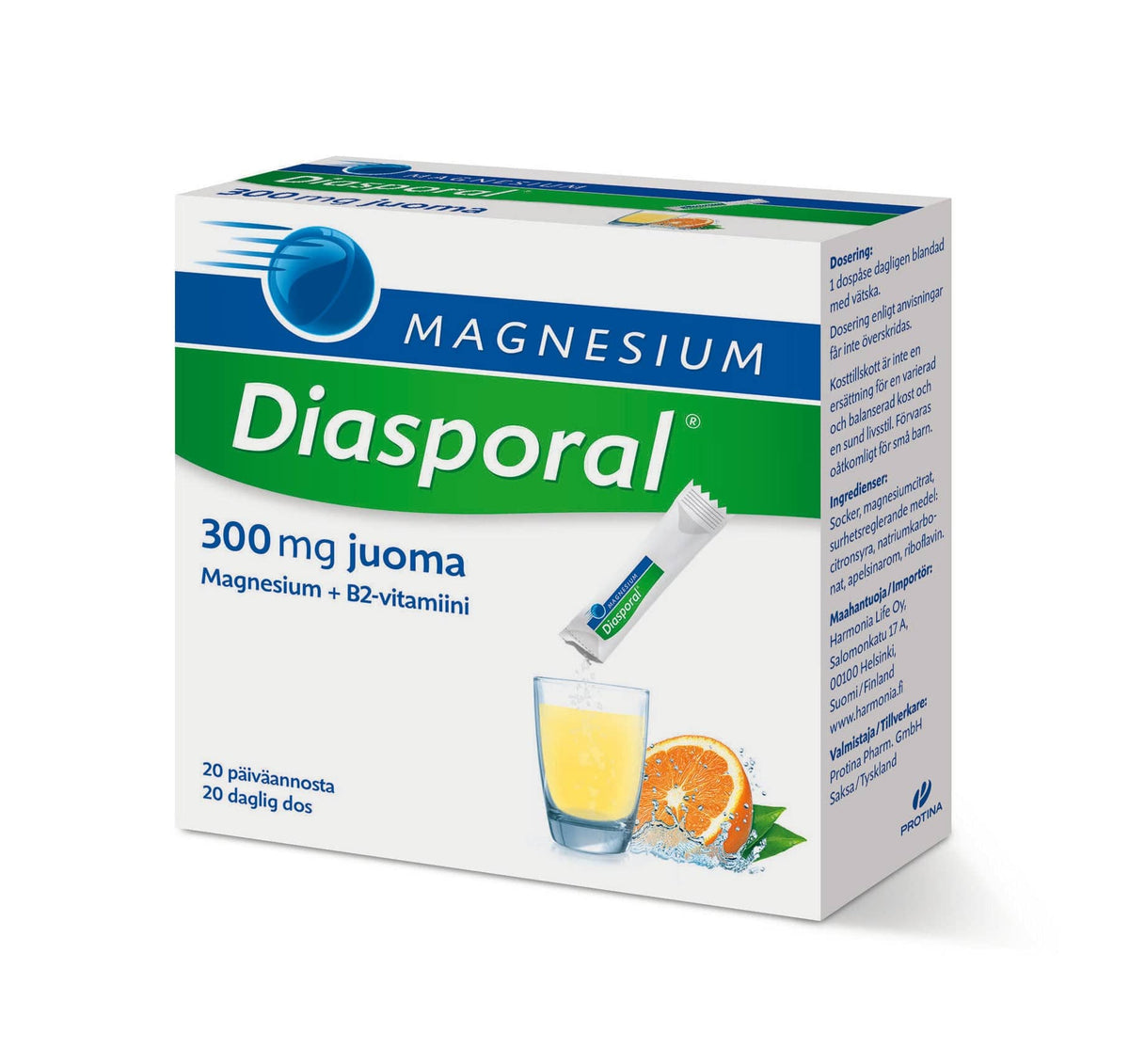 Magnesium Diasporal 300 mg - Appelsiininmakuinen juomajauhe 20 annosta - Sinunapteekki.fi