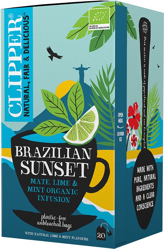 Clipper Brazilian Sunset - Limen ja mintun makuinen mate tee 20 pss.