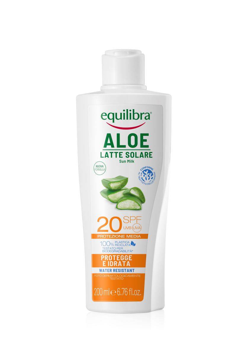 Equilibra Aloe Latte Solare Sun Milk SPF20 - aurinkovoide 200 ml - Sinunapteekki.fi