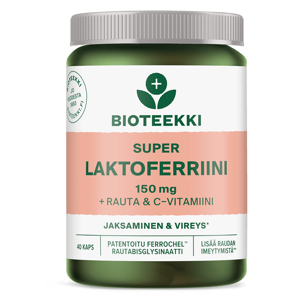 Bioteekki Super Laktoferriini 150 mg + Rauta & C 40 kaps. - Sinunapteekki.fi