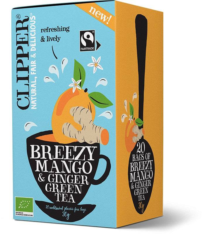 Clipper Breezy Mango & Ginger Green Tea - Vihreä tee 20 teepussia - Päiväys 04/2024