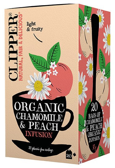 Clipper Chamomile &  Peach Infusion - Kamomilla-persikkayrttitee 20 teepussia.