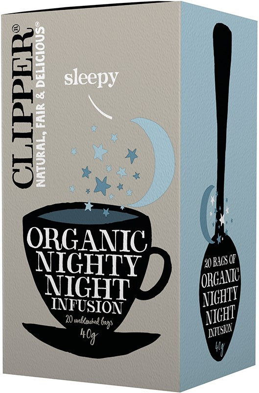 Clipper Nighty Night Infusion - Yrttitee 20 teepussia - Huom! Pakkaus vaurioitunut, tuote käyttökelpoinen.