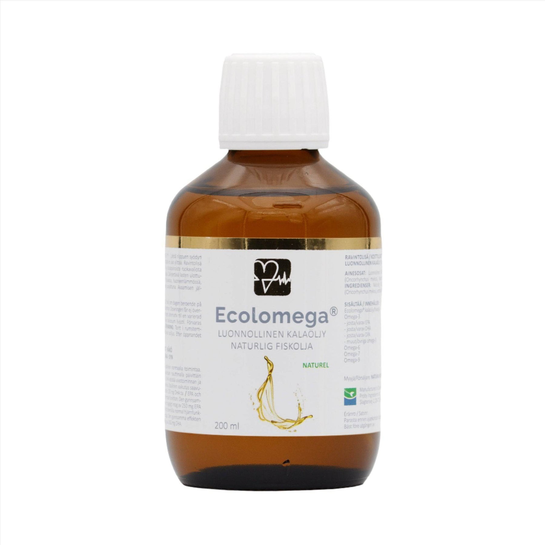 Ecolomega Nestemäinen Kalaöljy maustamaton 200 ml - Sinunapteekki.fi