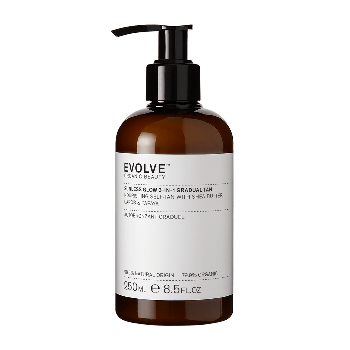 Evolve Sunless Glow 3-In-1 Gradual Tan - Itseruskettava vartalovoide 250 ml