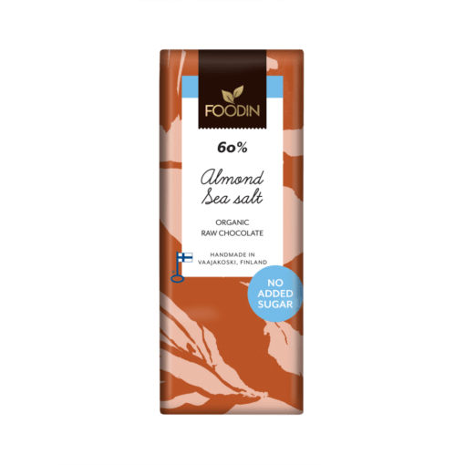 Foodin Almond Sea Salt - Sokeroimaton Raakasuklaa Manteli-Merisuola 60% - Sinunapteekki.fi