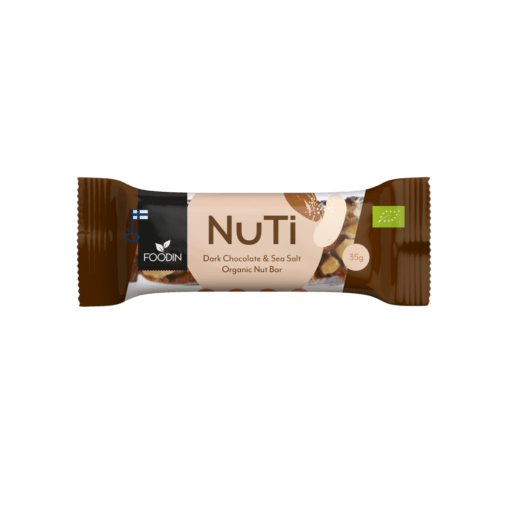 Foodin NUTI Dark Chocolate & Sea Salt - Raakasuklaa ja merisuolapatukka 35g