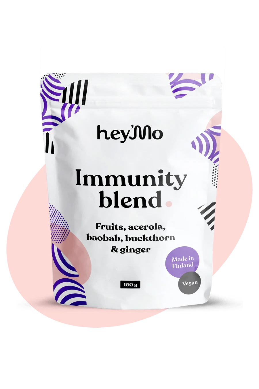 hey'Mo Immunity Blend - Hedelmä-, marja- ja vihannesjauhesekoitus 150 g - Päiväys 02/2024
