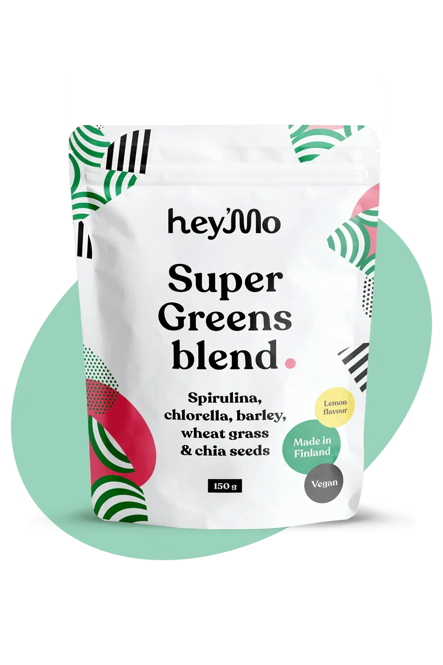 hey'Mo Super Greens Blend - Sitruunanmakuinen viherjauhe 150 g