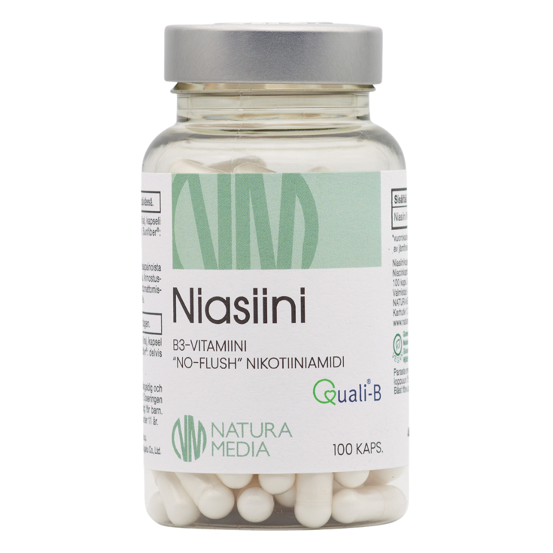 Natura Media no flush nikotiiniamidi, 250 mg, 100 kapselia, sinunapteekki.fi