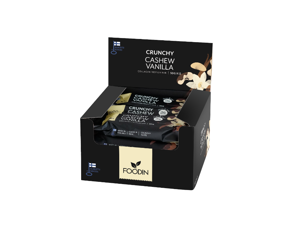 Foodin Crunchy Cashew Vanilla - Proteiinipatukka tukkulaatikko 12 x 50 g -