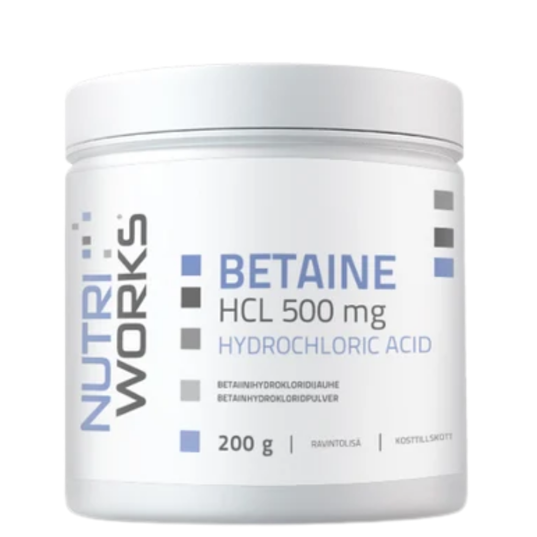 Nutri Works Betaine HCL 500 mg - Betaiinihydrokloridijauhe 200 g