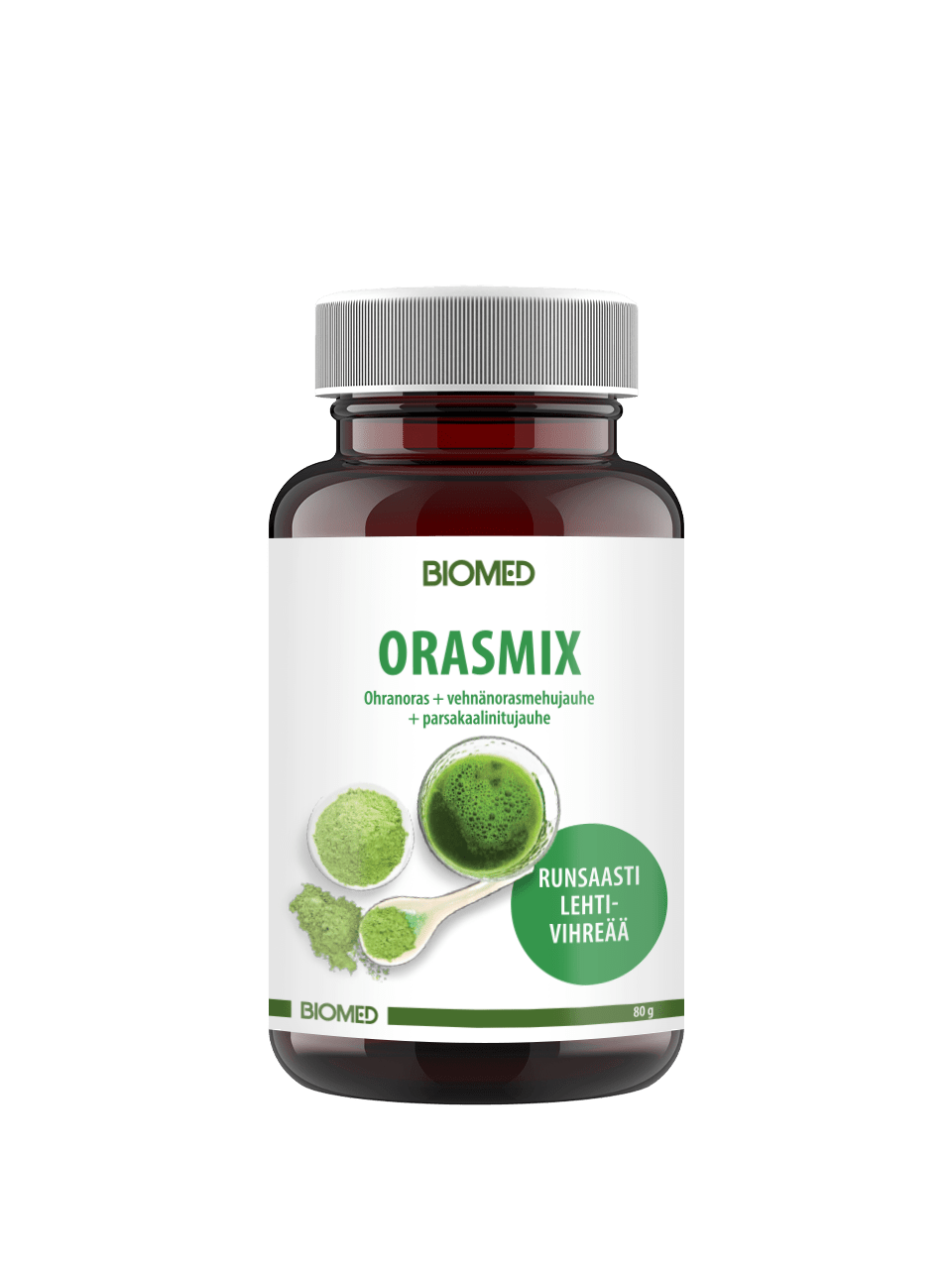 Biomed Orasmix - Viherjauhe 80 g - Sinunapteekki.fi