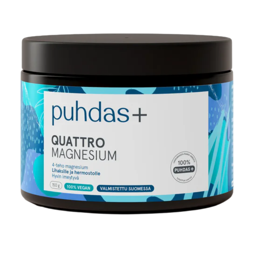 Puhdas+, Quattro Magnesium, Magnesiumjauhe, 150 g