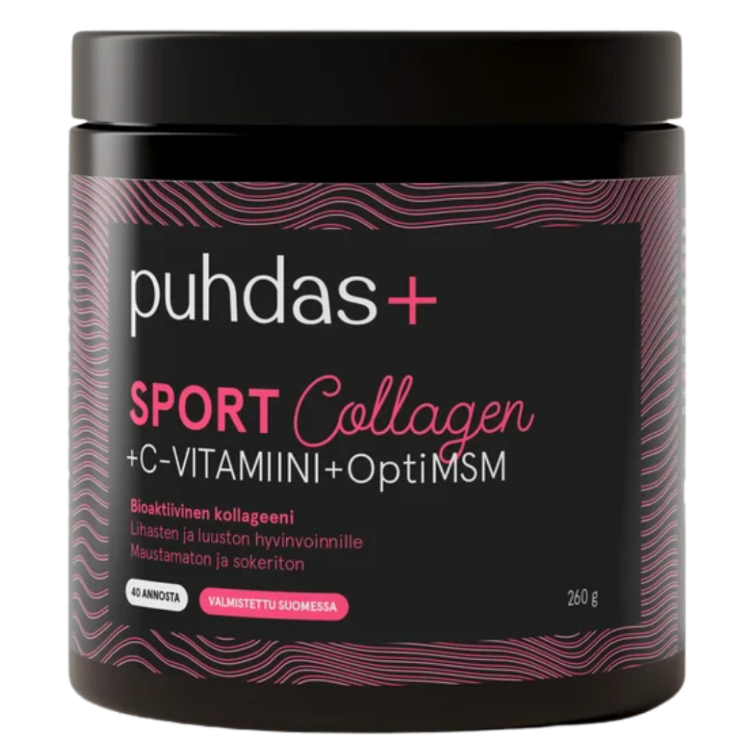 Puhdas+ Sport Collagen, C-vitamiini, Optimsm 260 g