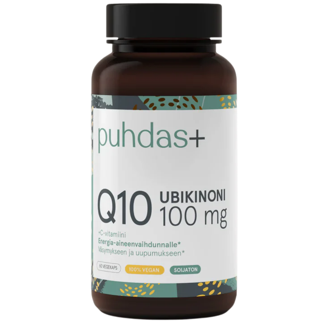 Puhdas+ Ubikinoni Q10 100 mg + C-vitamiini 60 vegekaps.