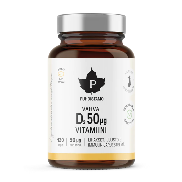 Puhdistamo Vahva D-vitamiini 50 µg 120 kaps.