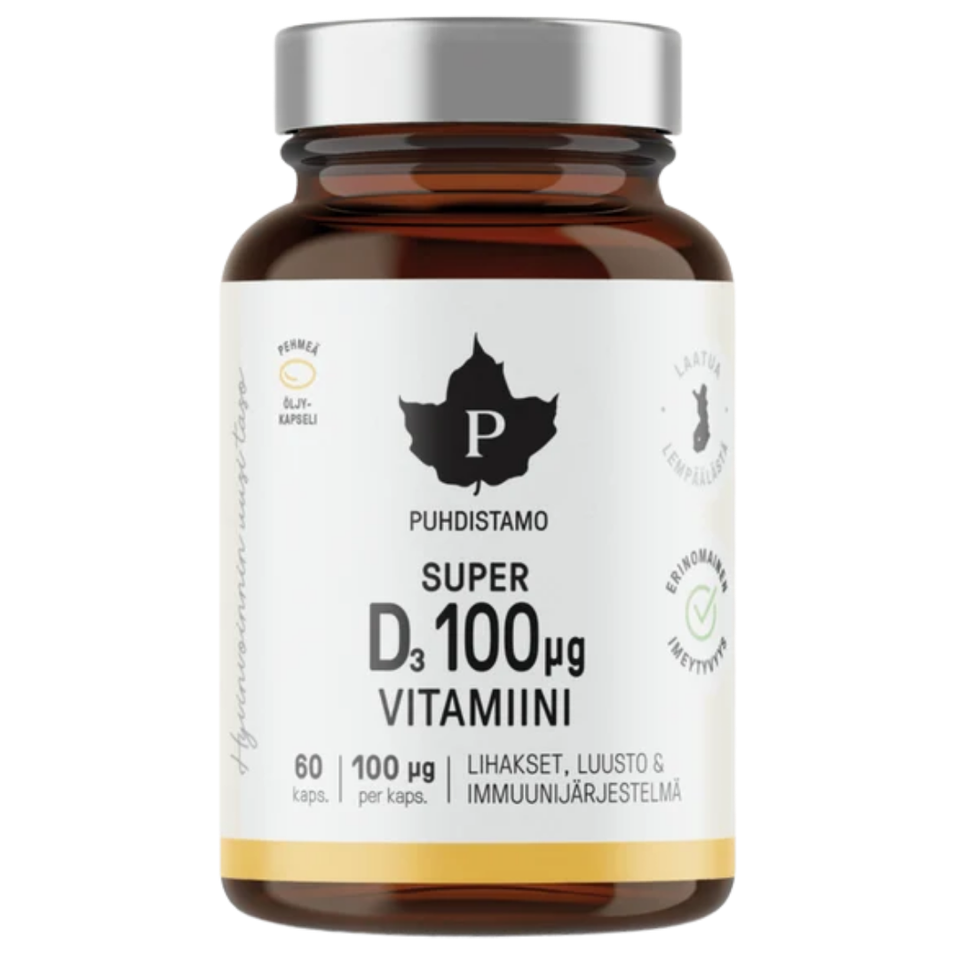 Puhdistamo Super D-Vitamiini 100 µg 60 kaps.