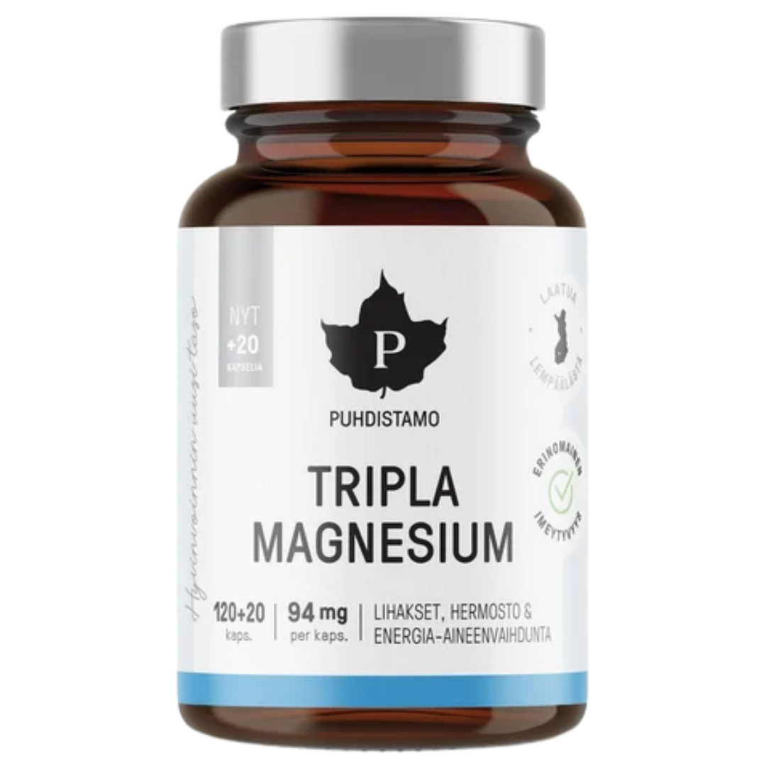Puhdistamo Tripla Magnesium Kampanjapakkaus 120+20 kaps.