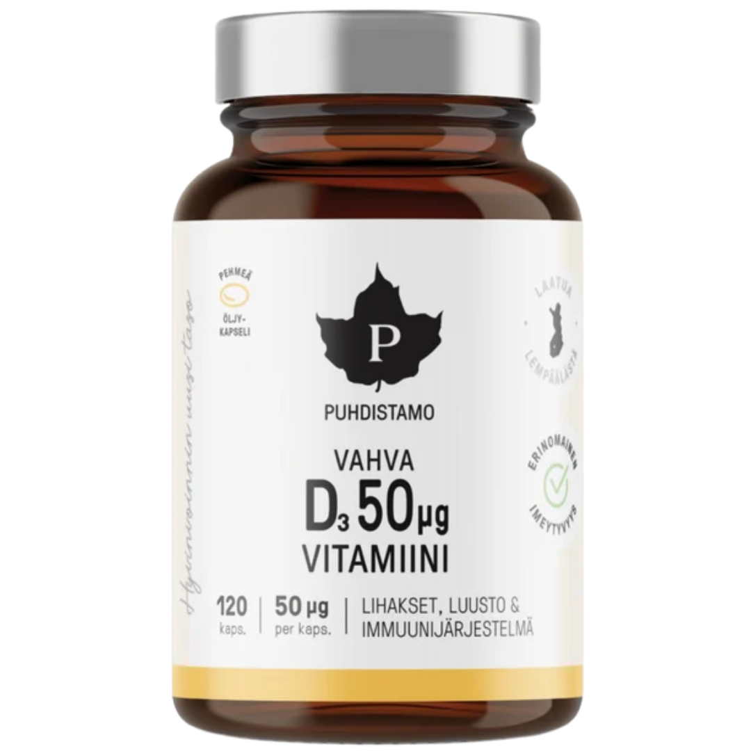 Puhdistamo Vahva D-vitamiini 50 µg 120 kaps.