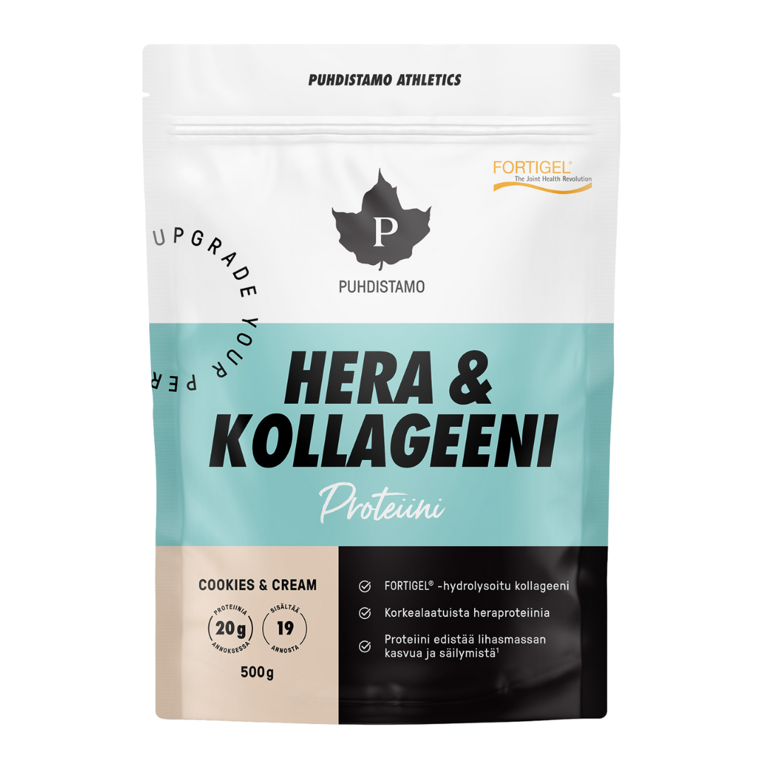 Puhdistamo Athletics Hera & Kollageeni Cookies and Cream 500 g, sinunapteekki.fi