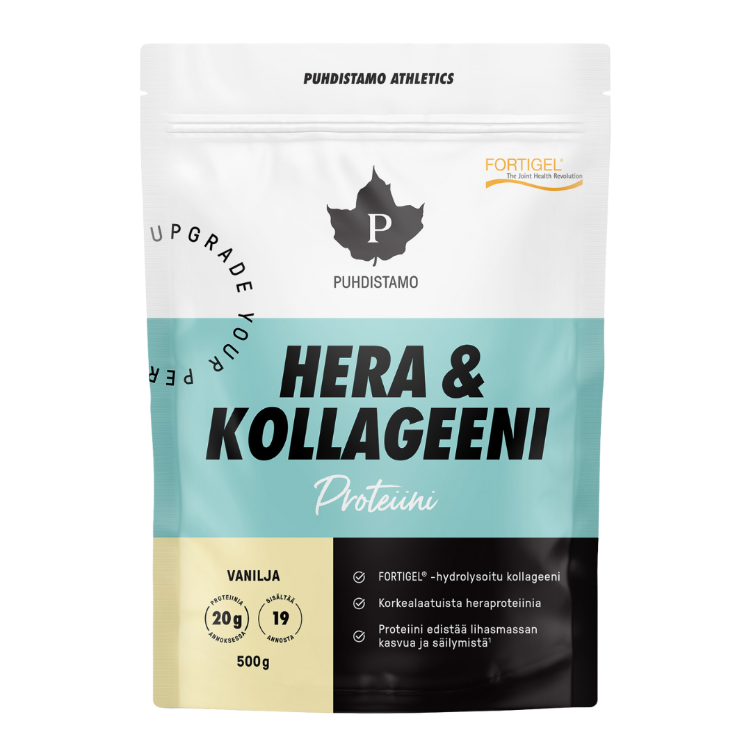 Puhdistamo Athletics Hera & Kollageeni Vanilja 500 g, sinunapteekki.fi