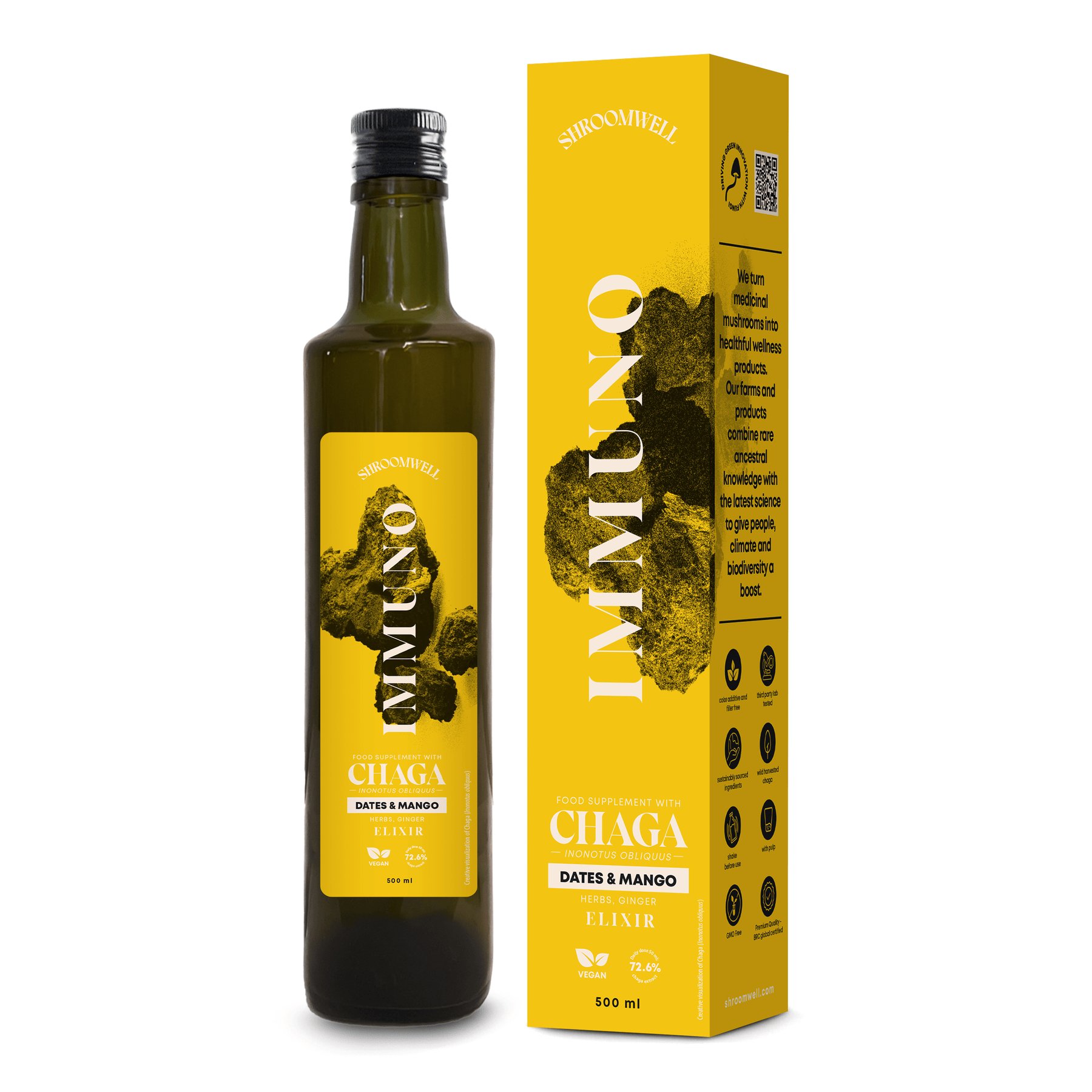 Shroomwell Immuno Elixir - Pakuri, Taateli ja Mango 500 ml