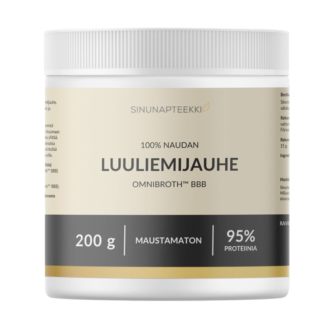 Sinunapteekin naudan luuliemijauhe 200 g, maustamaton, sinunapteekki.fi