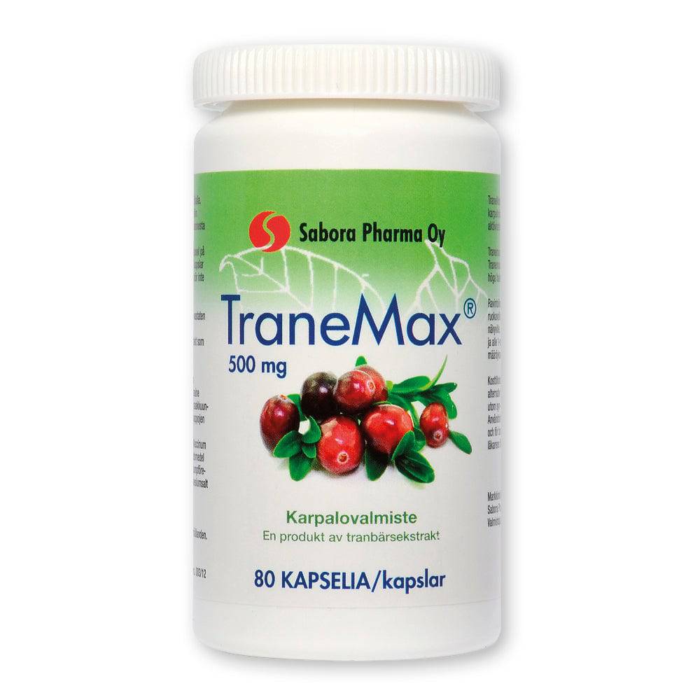 TraneMax karpalovalmiste 500 mg 80 kaps. - Sinunapteekki.fi