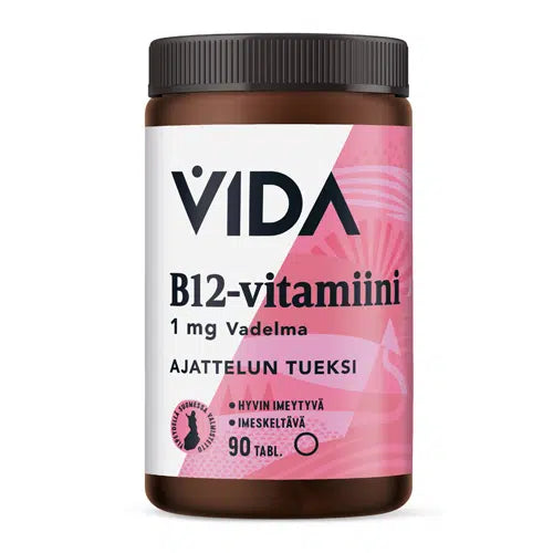 Vida B12-Vitamiini 1 mg Vadelma 90 tabl.