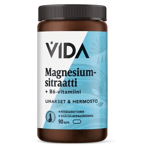 Vida Magnesiumsitraatti +B6 Pitkävaikutteinen 90 kaps. - Sinunapteekki.fi