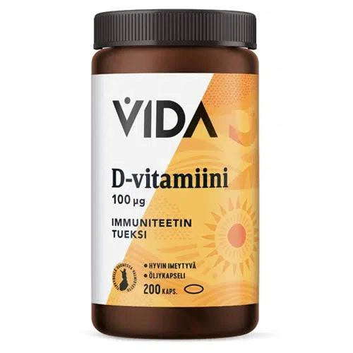 Vida D-Vitamiini 100 µg 200 kaps. - Päiväys 02/2025 - Sinunapteekki.fi