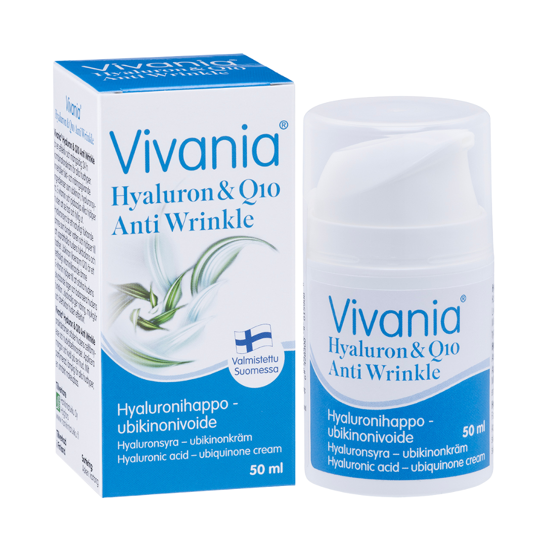 Vivania Hyaluron & Q10 Anti Wrinkle voide 50 ml, Tehokas ja monipuolinen 24 h yhdistelmävoide kaikille ihotyypeille