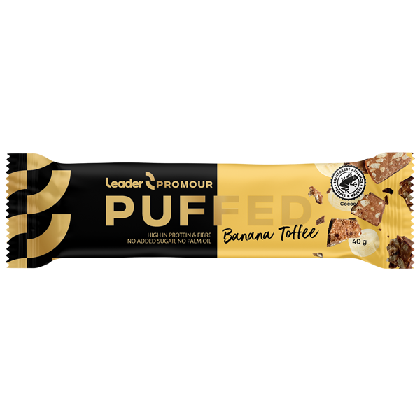Leader Promour Puffed Banana Toffee - Proteiinipatukka Banaani & Toffee 40 g