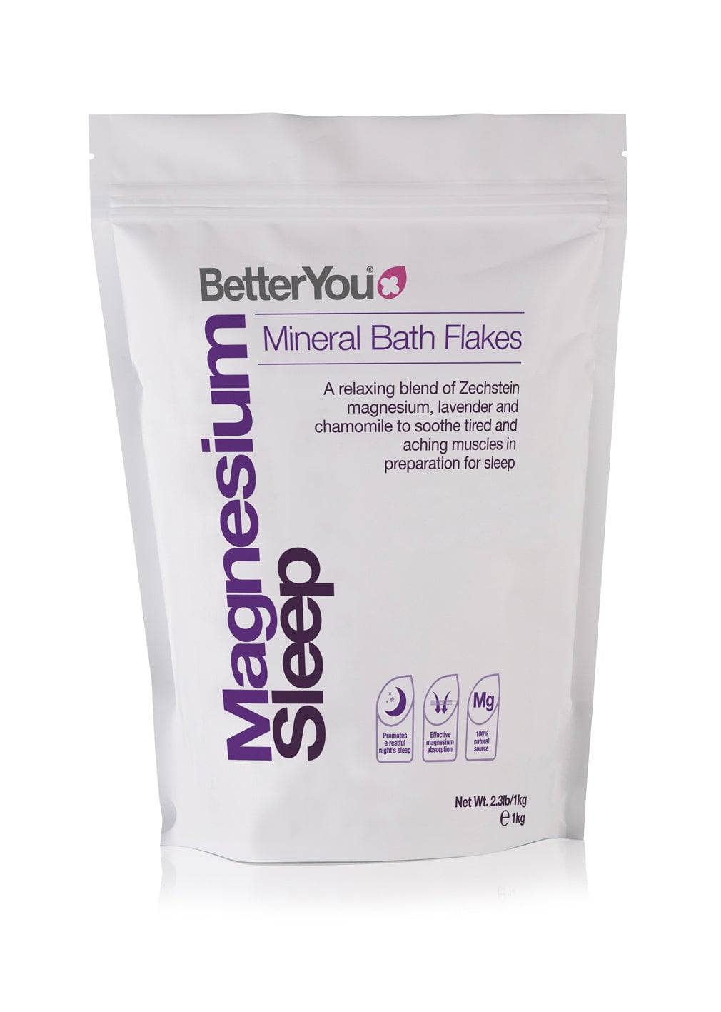Better You Magnesium Sleep Mineral Bath Flakes - Kylpyhiutaleet 1kg - Päiväys 02/2024