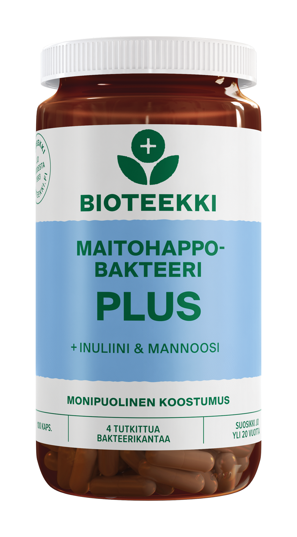 Bioteekki Maitohappobakteeri PLUS + Inuliini & Mannoosi 100 kaps.