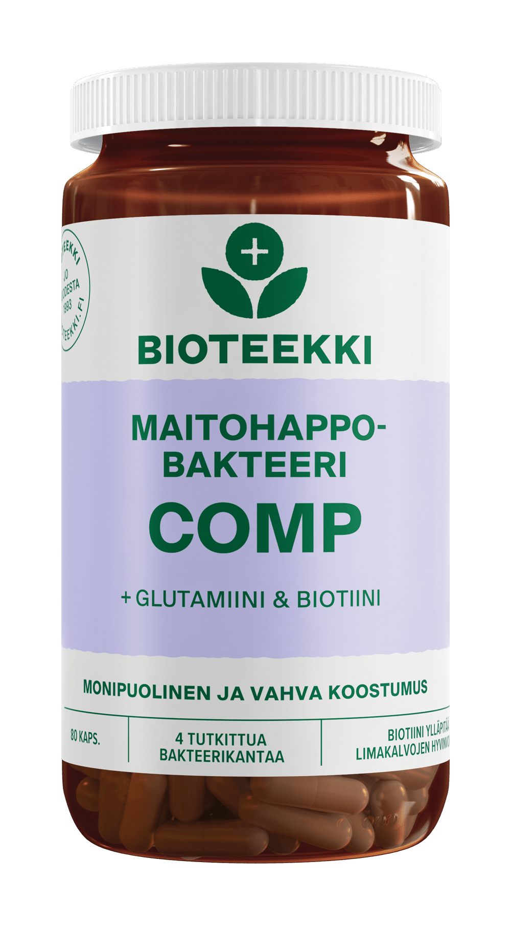 Bioteekki Maitohappobakteeri COMP + Glutamiini & Biotiini 80 kaps.