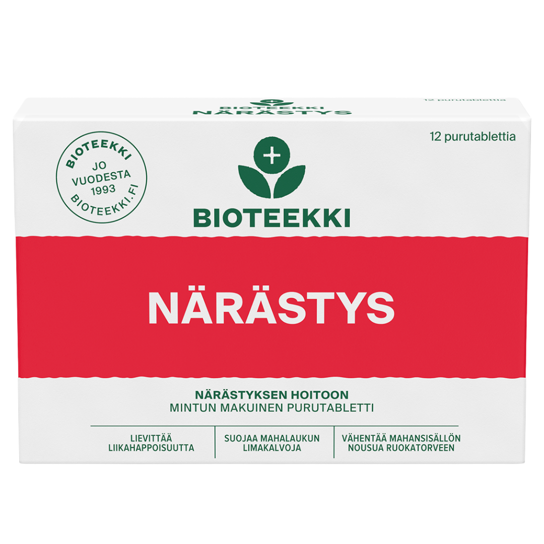 Bioteekki Närästys 12 purutablettia