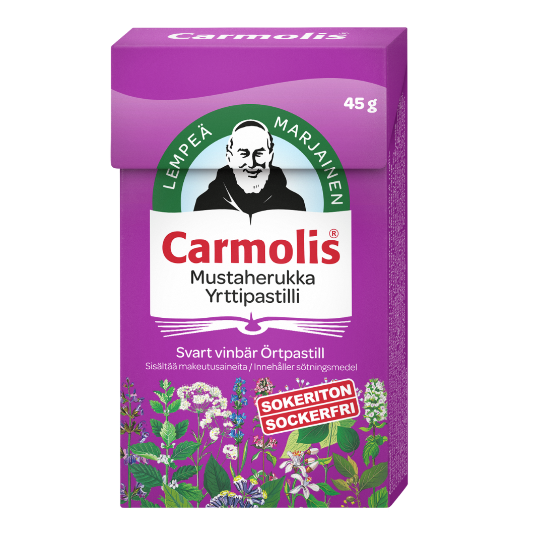 Carmolis Yrttipastilli Mustaherukka 45 g - Sinunapteekki.fi