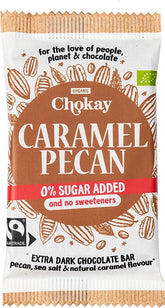 Chokay Caramel Pecan Chocolate Bar - Tumma Suklaa Karamelli & Pekaani Sokeriton 70 g