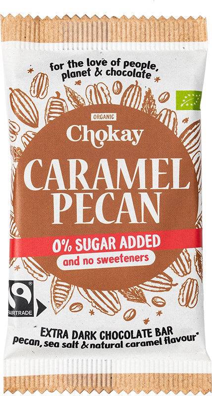 Chokay Caramel Pecan Chocolate Bar - Tumma Suklaa Karamelli & Pekaani Sokeriton 70 g