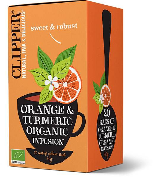 Clipper Orange & Turmeric - Appelsiini-kurkuma yrttitee 20 teepussia - Sinunapteekki.fi