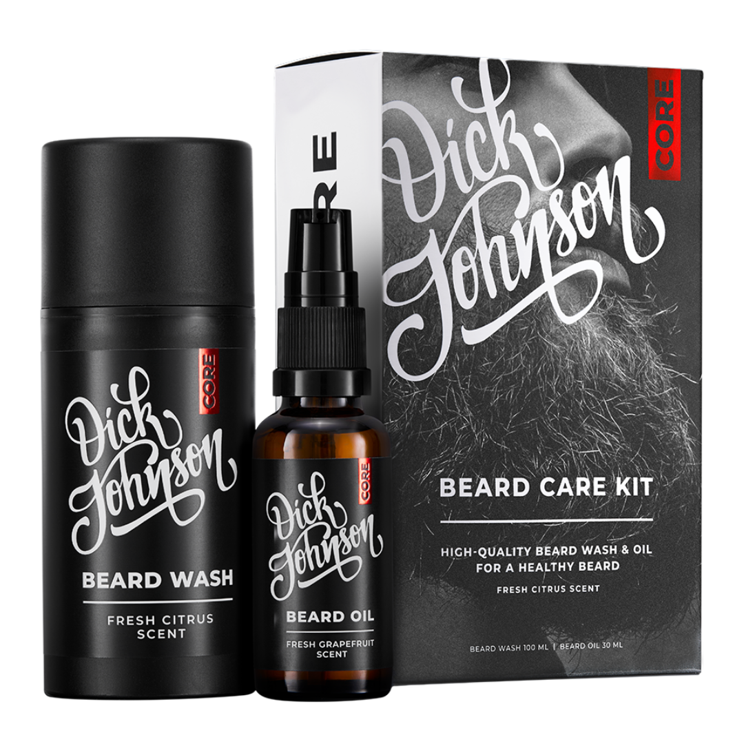Dick Johnson CORE Beard Care Kit, Lahjapakkaus, parranhoito, partaöljy, partashampoo, miehille, sinunapteekki.fi