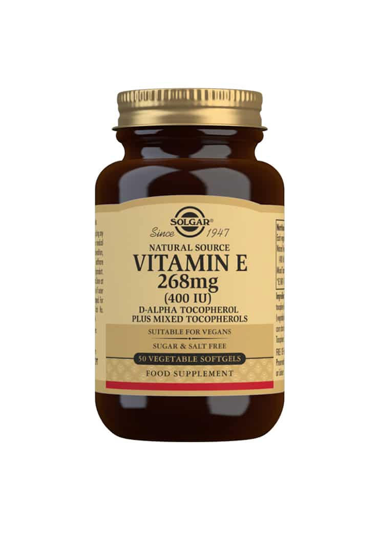 Solgar Vitamin E 268 mg - E-Vitamiini 50 vegekaps. - Päiväys 10/2024