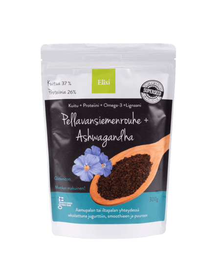 Elixi Pellavansiemenrouhe + Ashwagandha 300 g - Sinunapteekki.fi