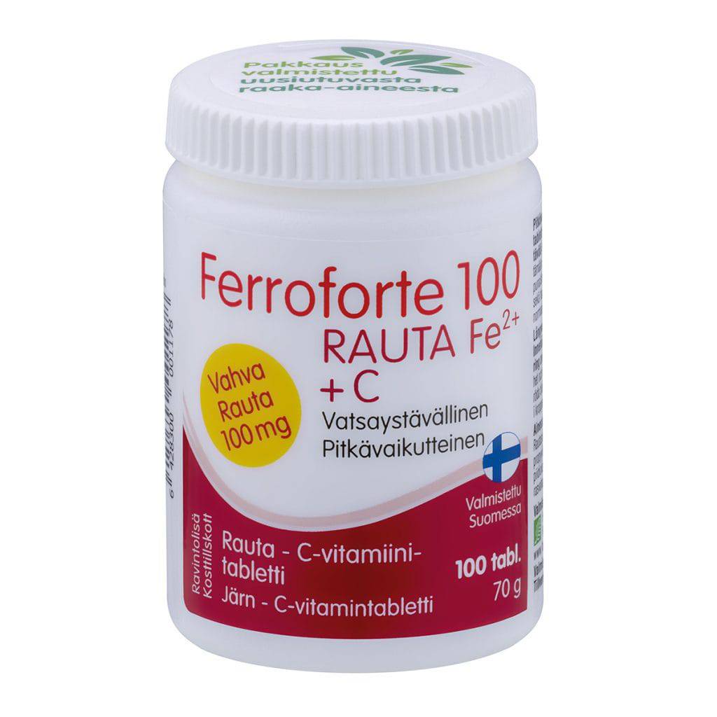Ferroforte 100 Rauta + C-vitamiini 100 tabl. - Sinunapteekki.fi